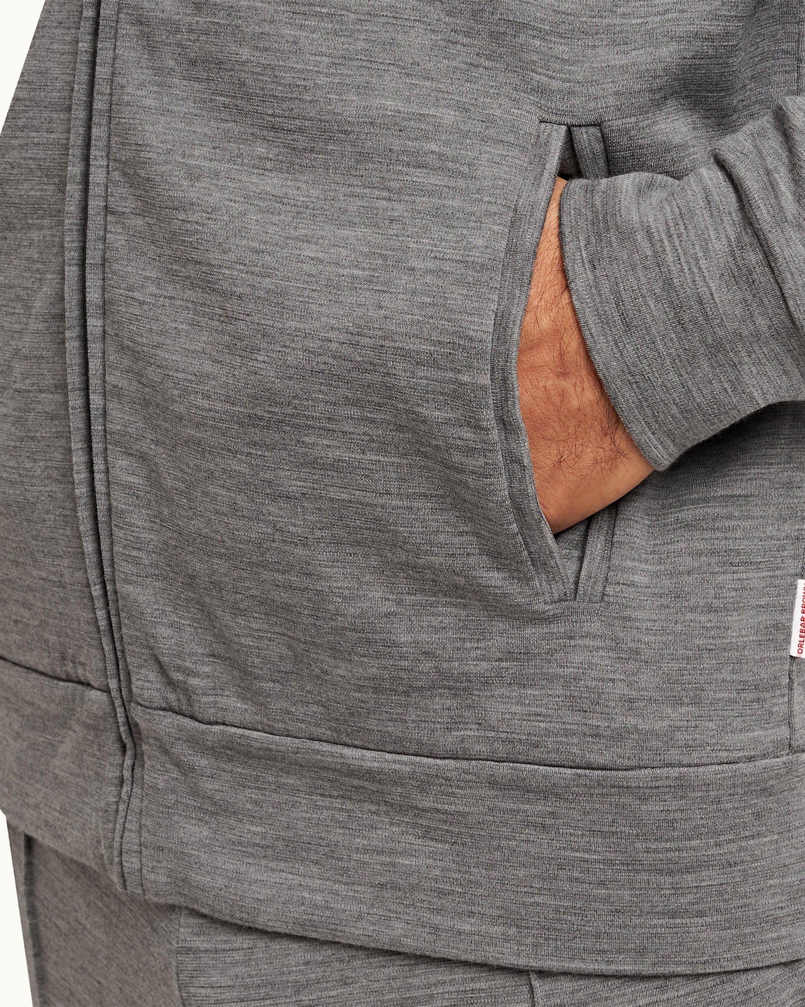 Grey Melange Smart Merino Zip-Thru Hooded Sweatshirt | Grey Melange