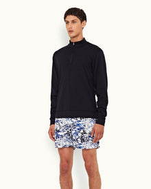 Night Iris Half-Zip Merino Jersey Pullover | Night Iris