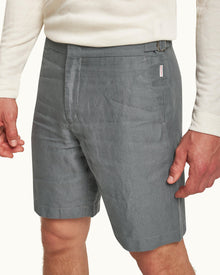 Norwich Linen Granite Tailored Fit Washed Linen Shorts | Granite