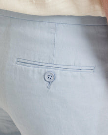 Norwich Linen Ice Blue Tailored Fit O.B Stripe Linen Shorts | Ice Blue