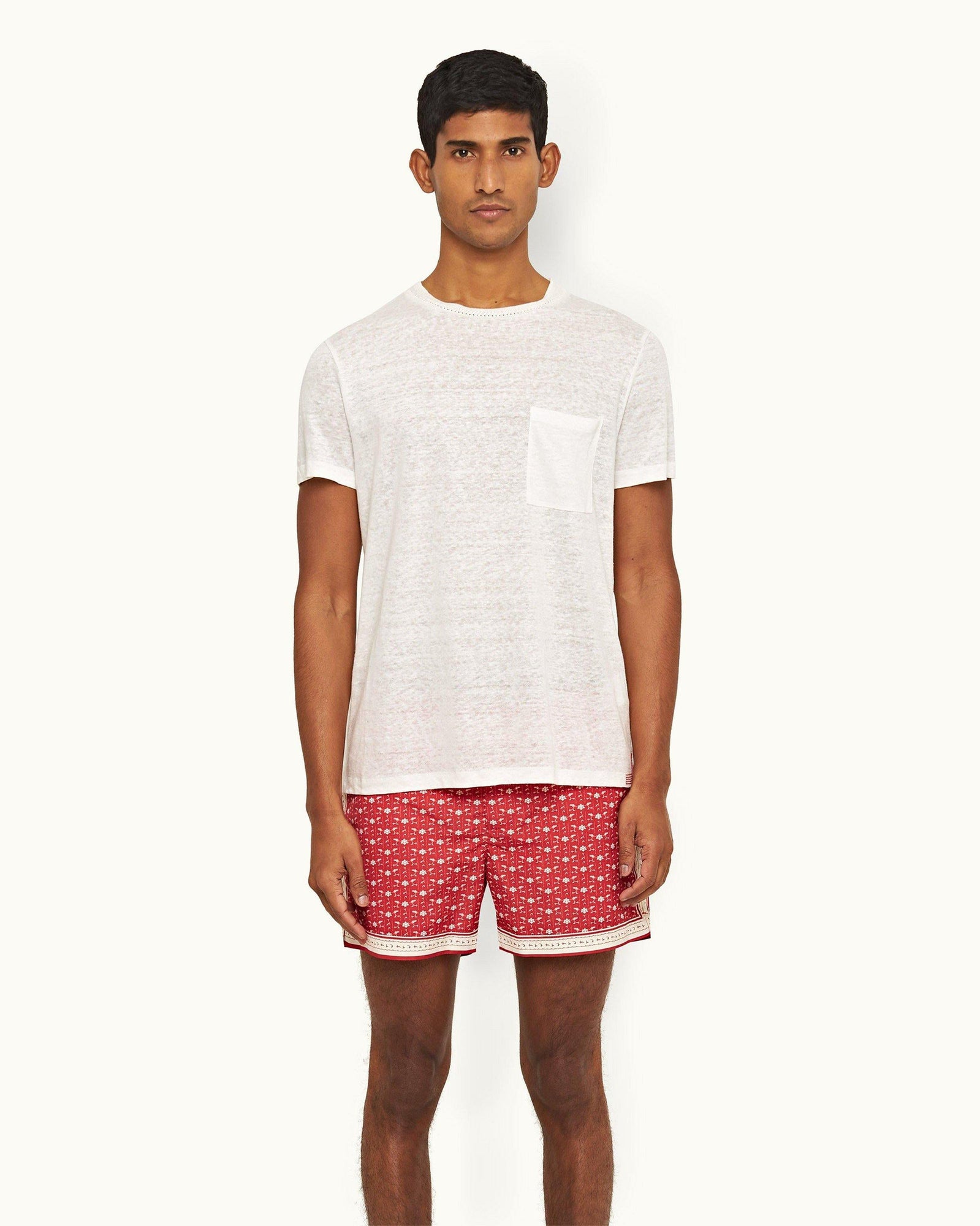 Sea Mist Classic Fit Short-Sleeve Cotton-Linen T-shirt | Sea Mist