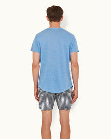 Ob-T Linen Mirage Blue Tailored Fit Crew Neck Linen T-shirt | Mirage Blue