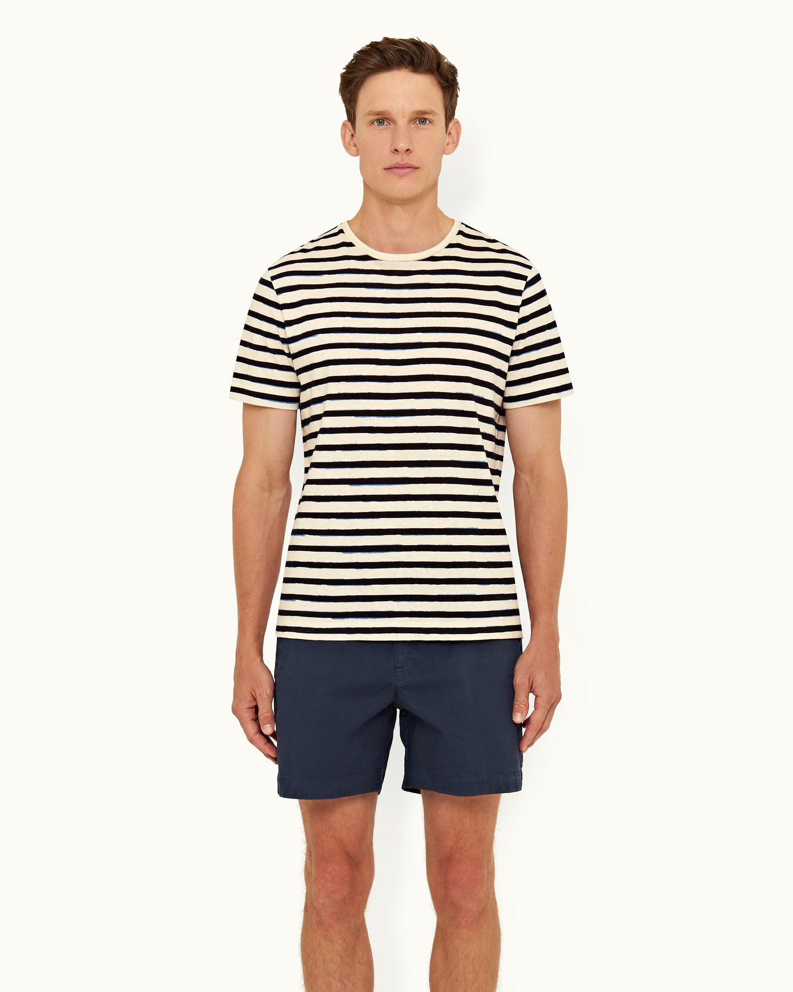 Cloud/Night Iris Stripe Tailored Fit Crew Neck T-shirt | Cloud/Night Iris