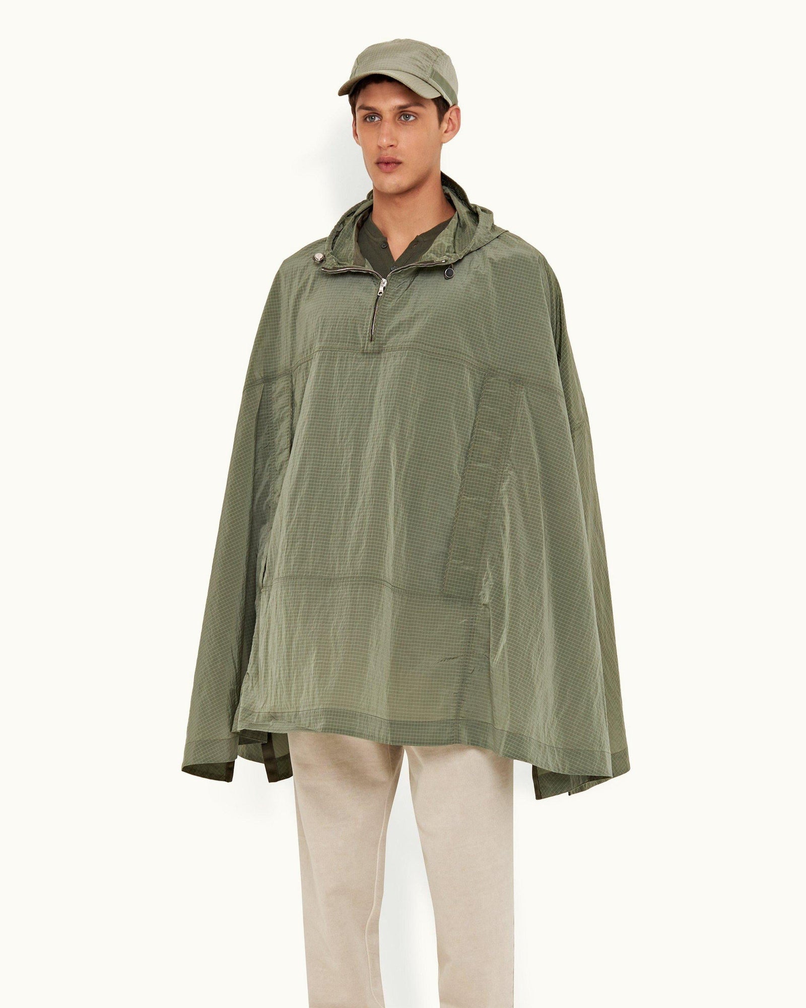 Parachute Green Hooded Half-Zip Cape | Parachute Green