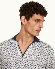 Ridley Fiore Print Relaxed Fit Resort Placket Overhead Shirt in Cashew Colour | Cashew