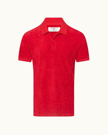 Dr No Towelling Polo Red 007 Ryder Dr. No Towelling Polo Shirt | Red