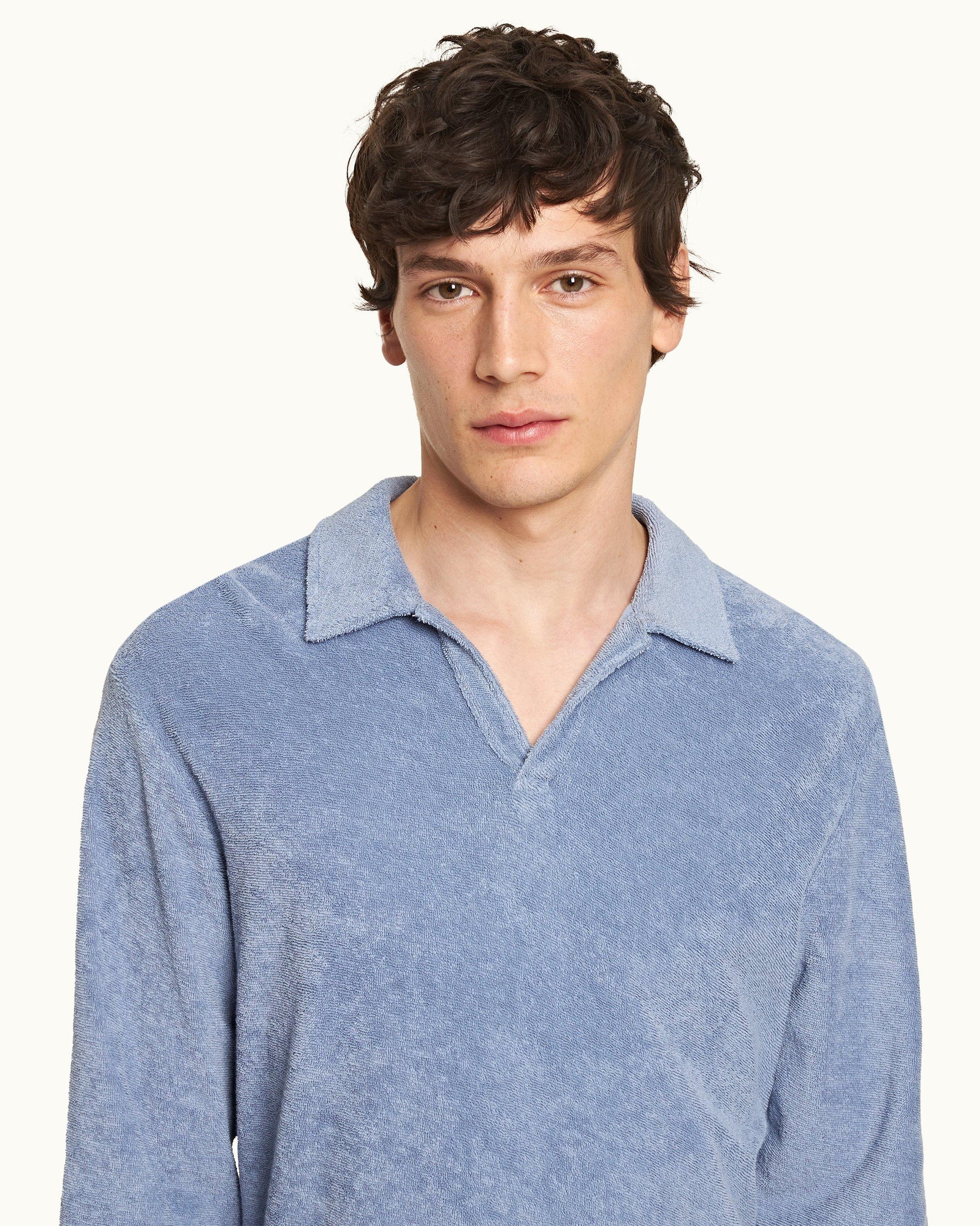 Santino Classic Fit Organic Cotton Towelling Polo Shirt In Springfield Blue | Springfield Blue