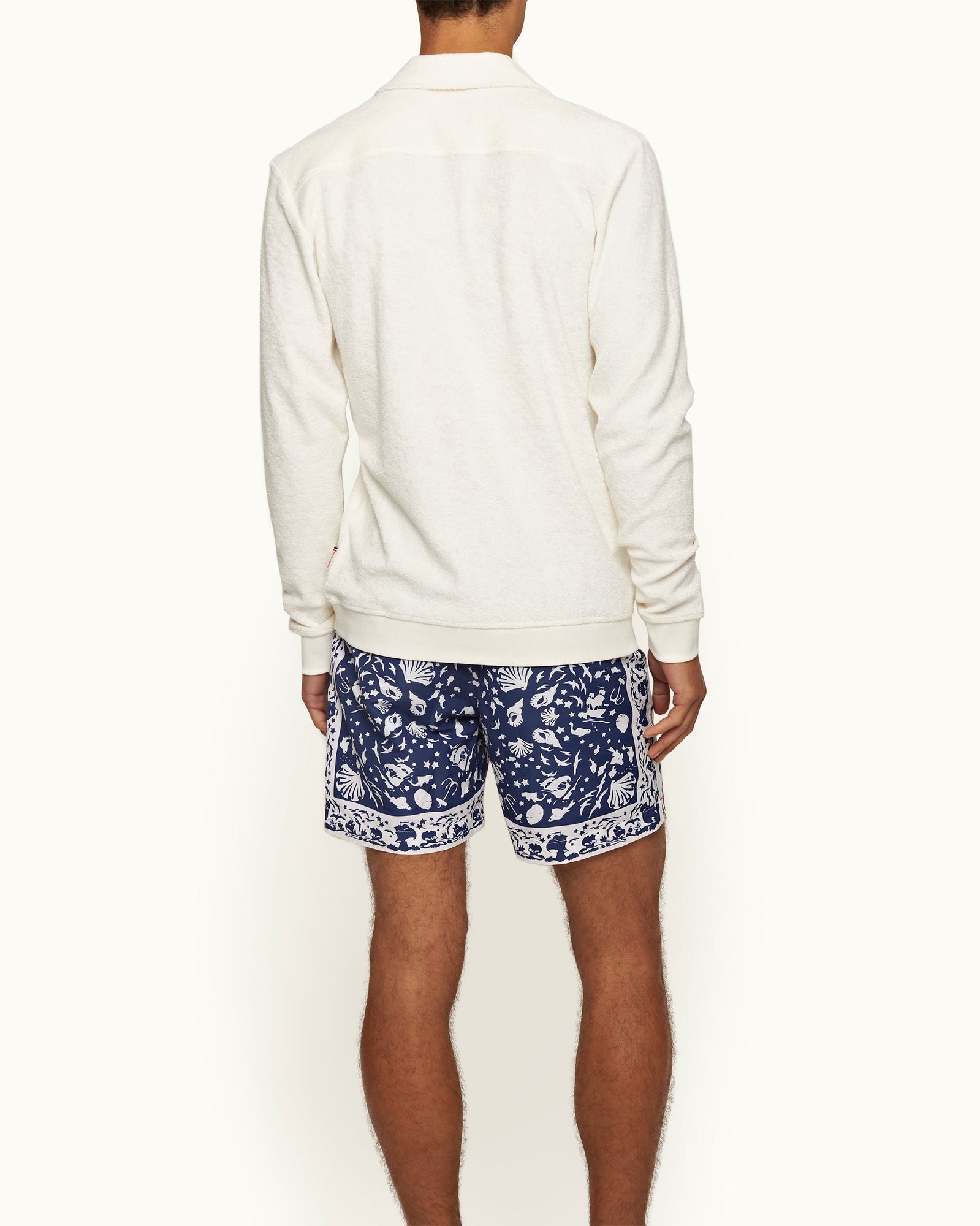 Santino Sand Classic Fit Organic Cotton Towelling Polo Shirt In White | White Sand