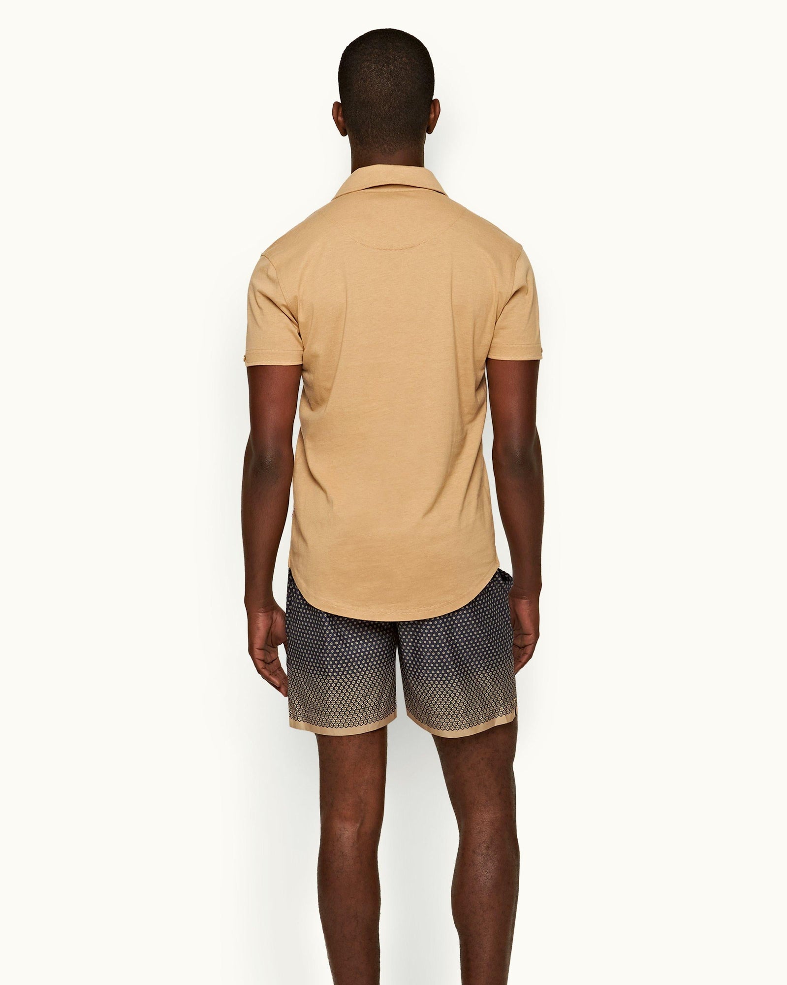 Sebastian Silk Biscuit Tailored Fit Cotton-Silk Polo Shirt | Biscuit