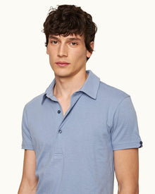 Sebastian Silk Tailored Fit Cotton-Silk Polo Shirt In Hush Blue | Hush