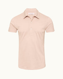 Sebastian Silk Tailored Fit Cotton-Silk Polo Shirt In Seashell Pink | Seashell Pink