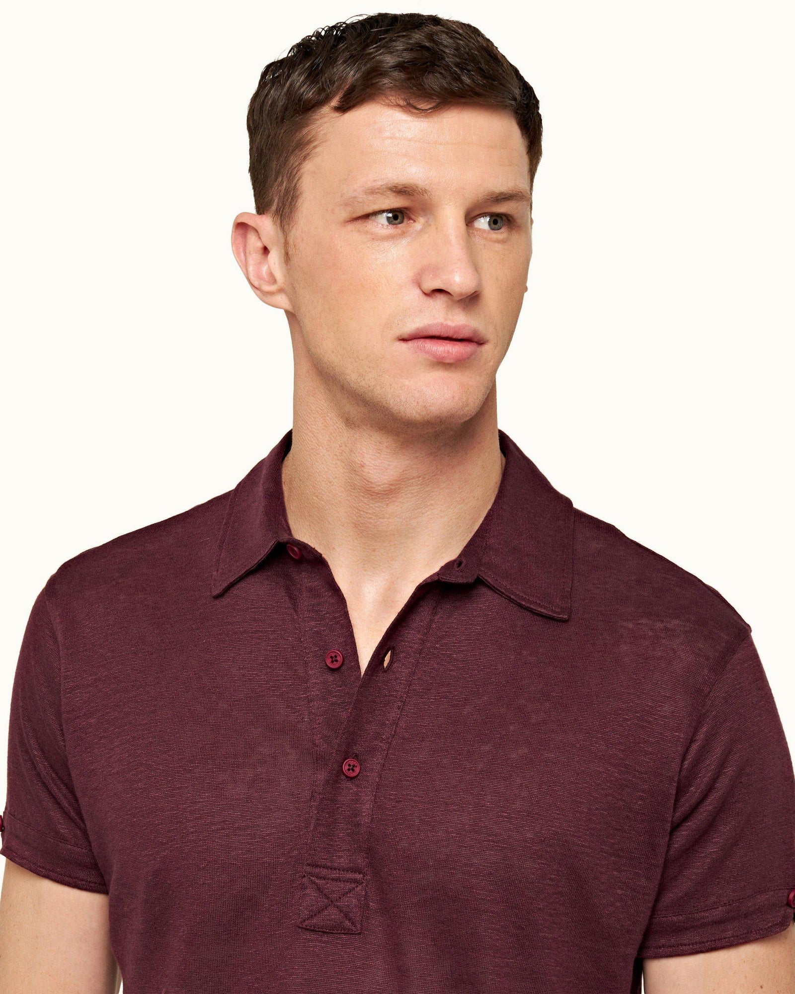 Sebastian Linen Port Tailored Fit Linen Polo Shirt | Port