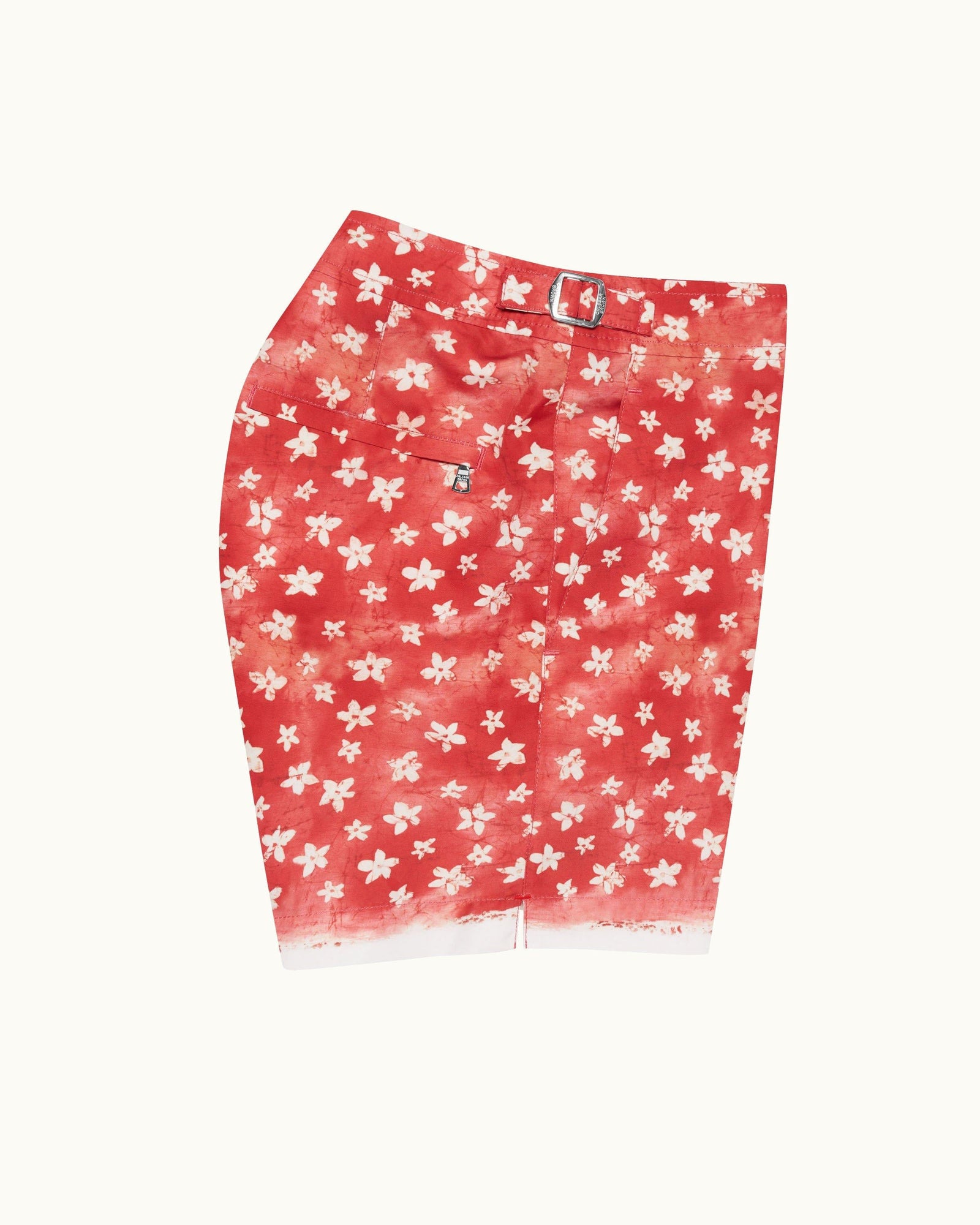 Setter Budding Life Print Shorter-Length Swim Shorts Woven In France in Cinnamon Summer Red colour | Cinnamon Summer Red