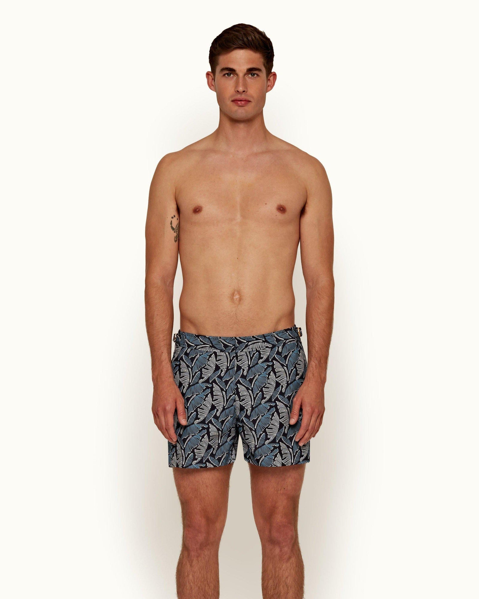Setter Maya Blue/Navy Mantaro Print Shorter-Length Swim Shorts | Maya Blue/Navy