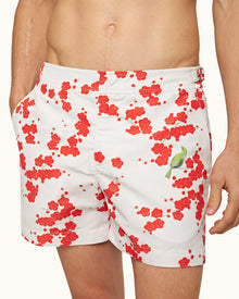 Setter Blossom Print Shorter-Length Swim Shorts In Red Plum Colour | Red