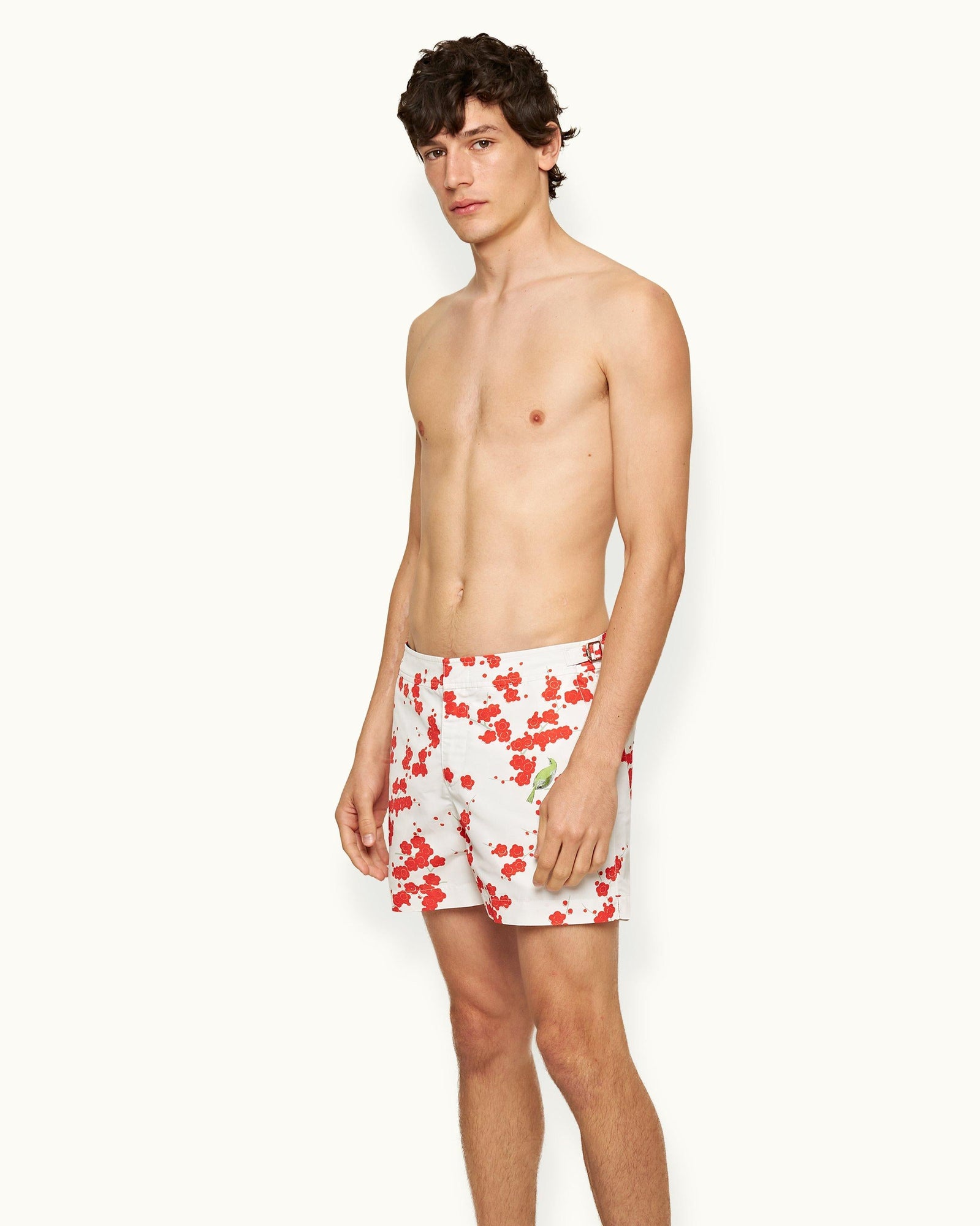 Setter Blossom Print Shorter-Length Swim Shorts In Red Plum Colour | Red