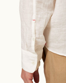 Linen Tonal Stripe Relaxed Fit Overhead Shirt Woven In Italy in Thasos Beach colour | Thasos Beach