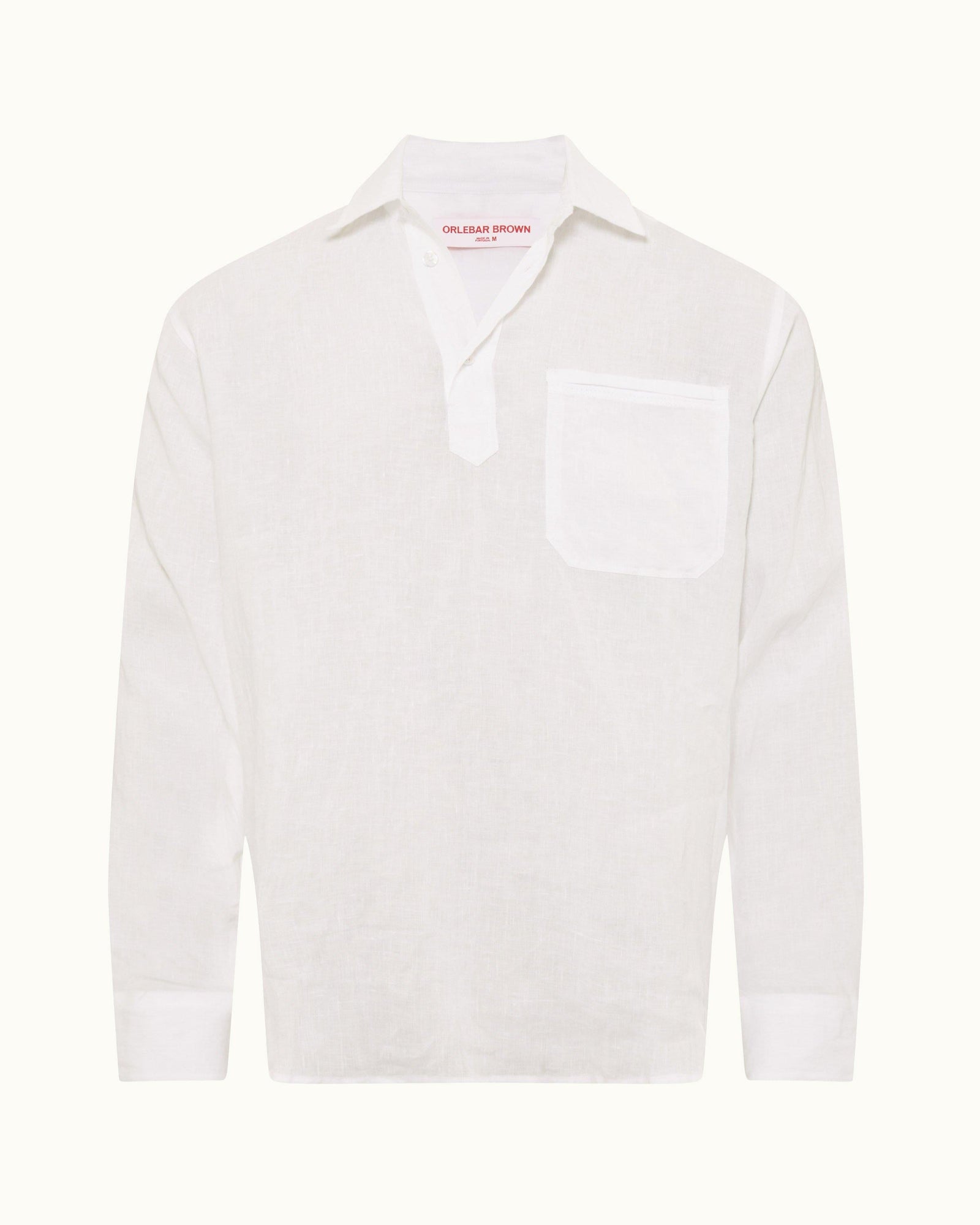 White Relaxed Fit Overhead Laundered Linen Shirt | White