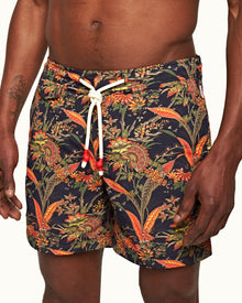 Standard Midnight Navy Lotus Mid-Length Drawcord Swim Shorts | Midnight Navy