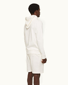 Sea Mist Classic Fit Hooded Zip-Thru Textured Cotton Sweatshirt | Sea Mist