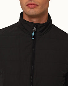 Terence Black Showerproof Milano Rib Sleeve Jacket | Black
