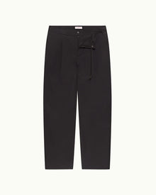 Black Relaxed Fit Tapered Leg Trousers | Black