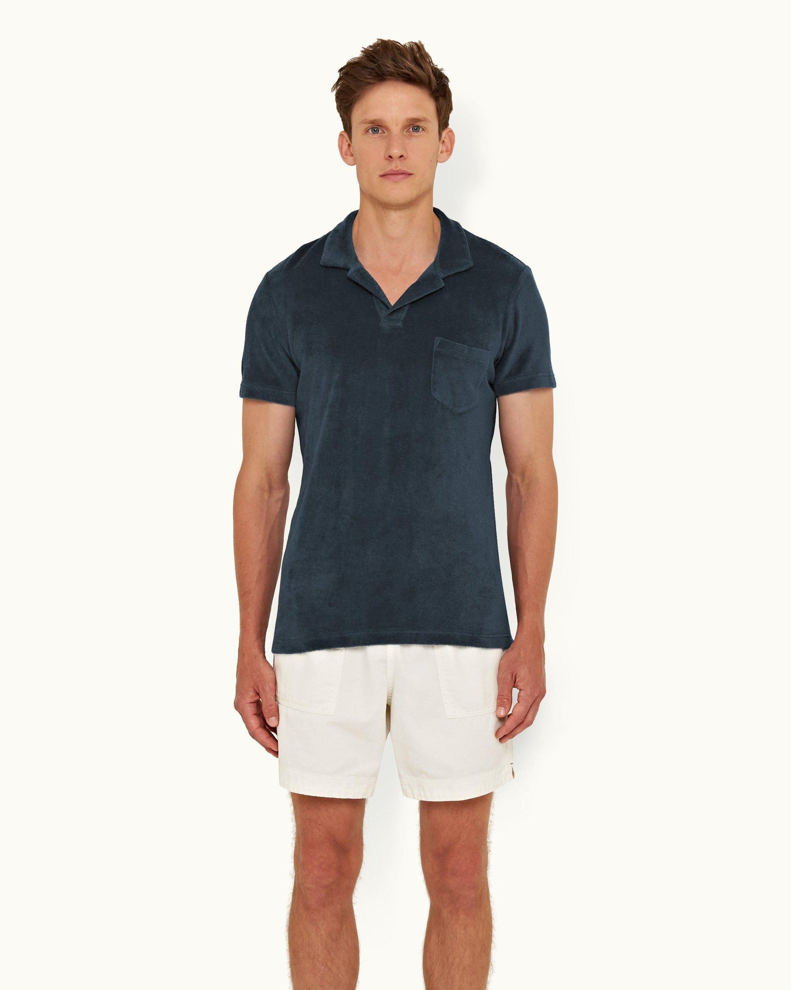 Terry Towelling Nocturnal Navy Tailored Fit Towelling Resort Polo Shirt | Nocturnal Navy