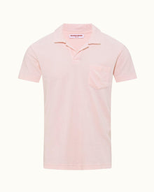 Terry Towelling Rose Tailored Fit Organic Cotton Towelling Resort Polo Shirt | Rose