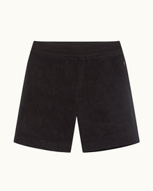 Trevone Classic Fit Stripe Seam Towelling Sweat Shorts | Black