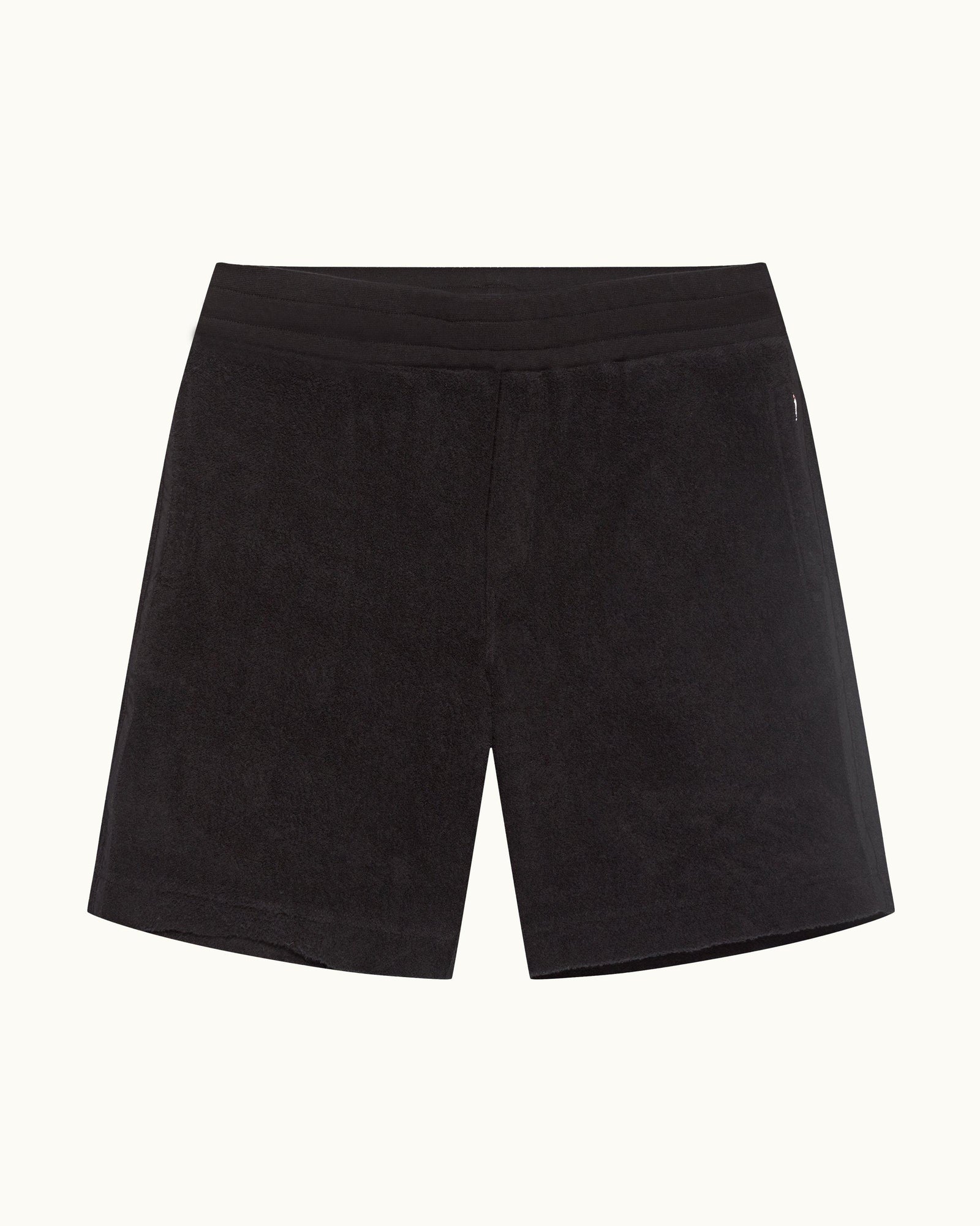 Trevone Classic Fit Stripe Seam Towelling Sweat Shorts | Black