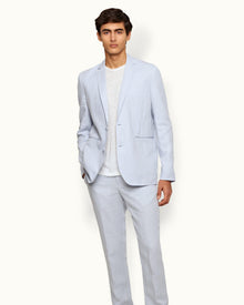 Light Island Sky Unstructured Two-Button Linen blazer | Light Island Sky