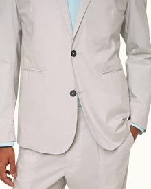 Oyster Grey Two-Button Stretch-Cotton Blazer | Oyster Grey