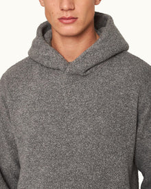 Vetle Grey Melange Relaxed Fit Hooded Fleece Sweatshirt | Grey Melange