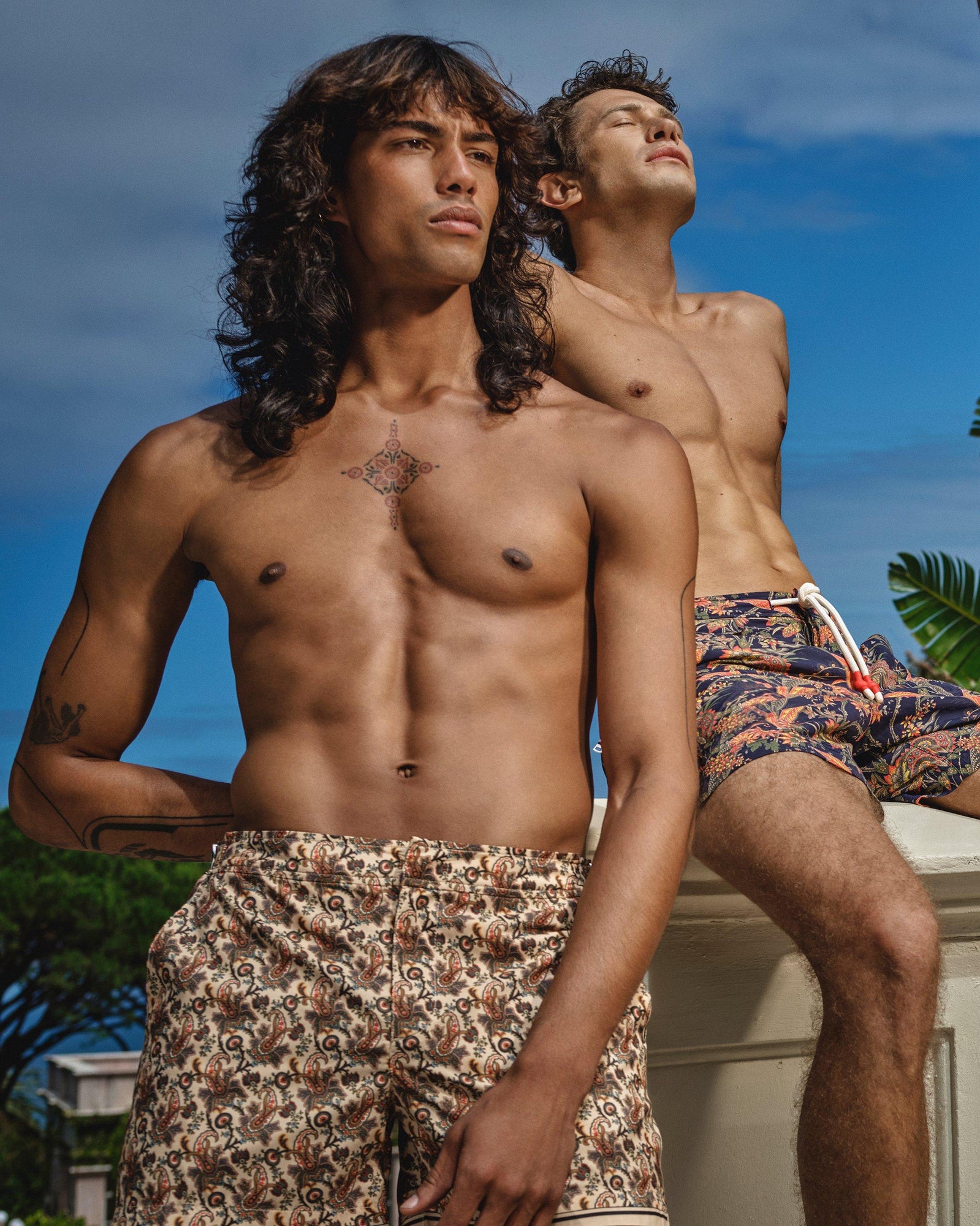 Standard Midnight Navy Lotus Mid-Length Drawcord Swim Shorts | Midnight Navy