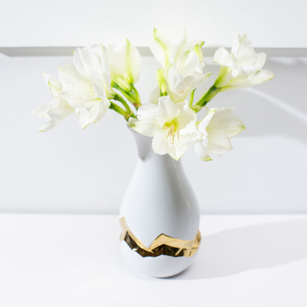 Talianna Oro Vase | White & Gold | Single