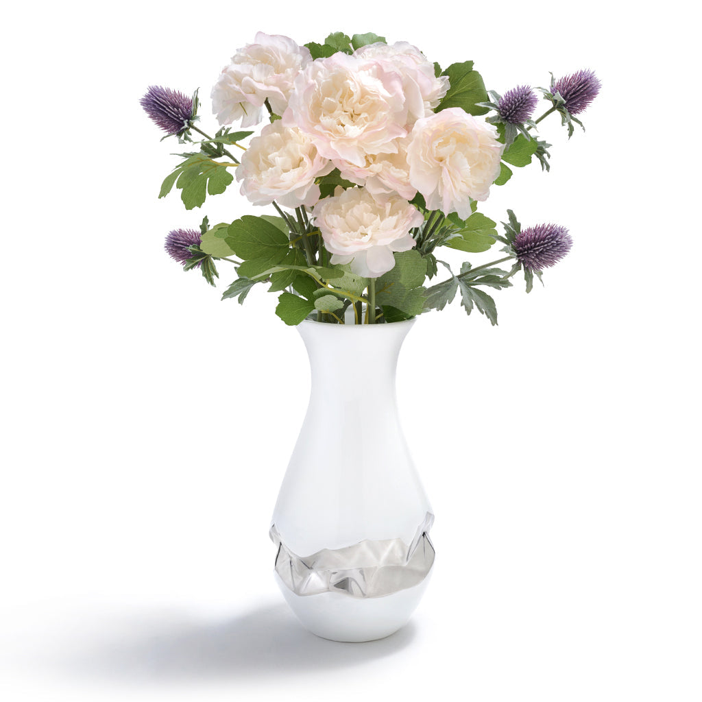 Talianna Oro Vase | White & Silver | Single