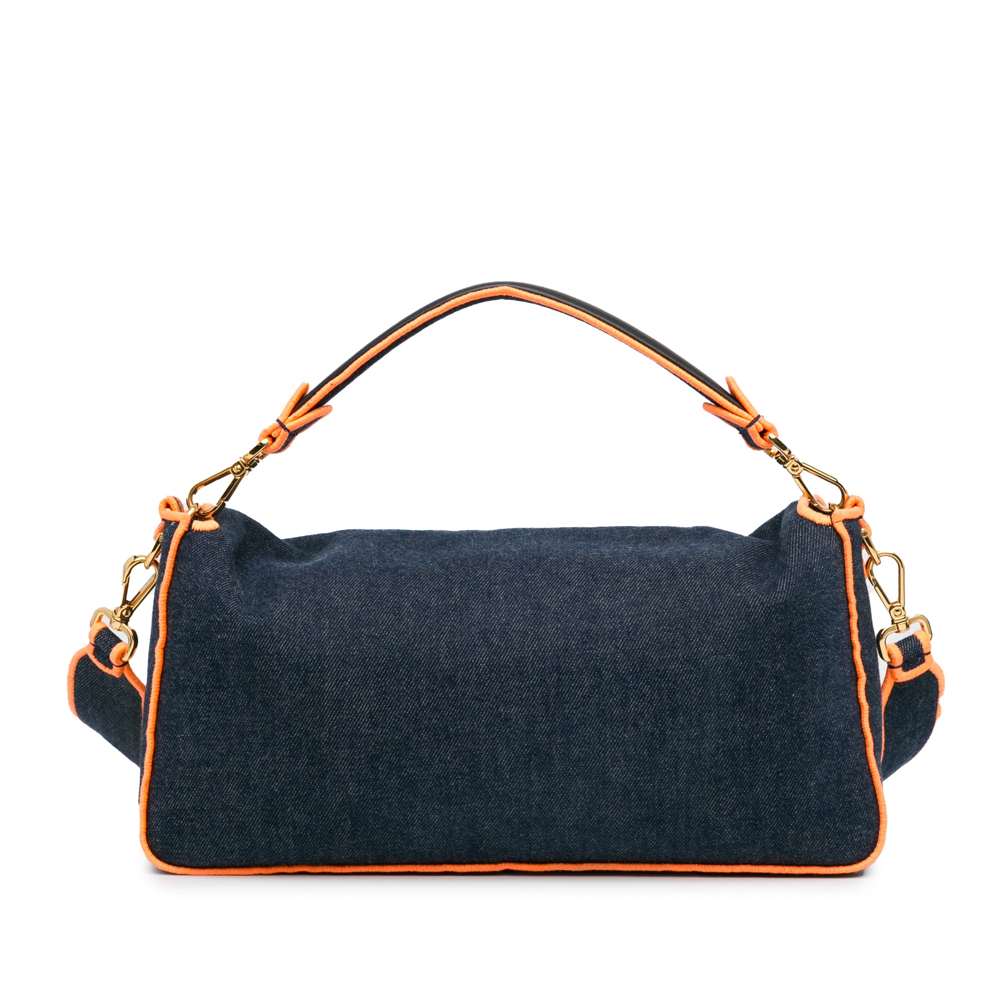 Fendi | Pre-Owned Large Denim Baguette Satchel | Blue/Dark Blue