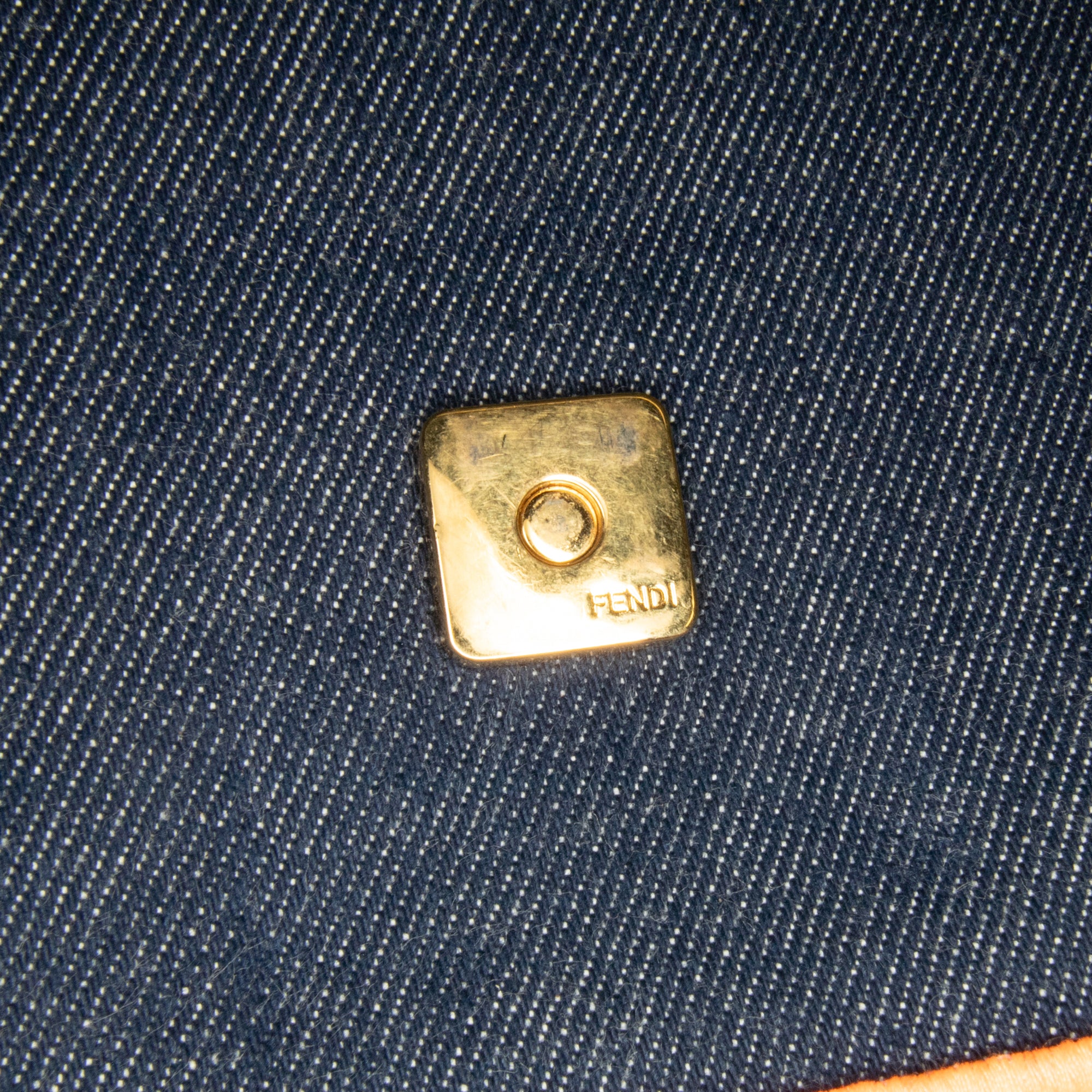 Fendi | Pre-Owned Large Denim Baguette Satchel | Blue/Dark Blue