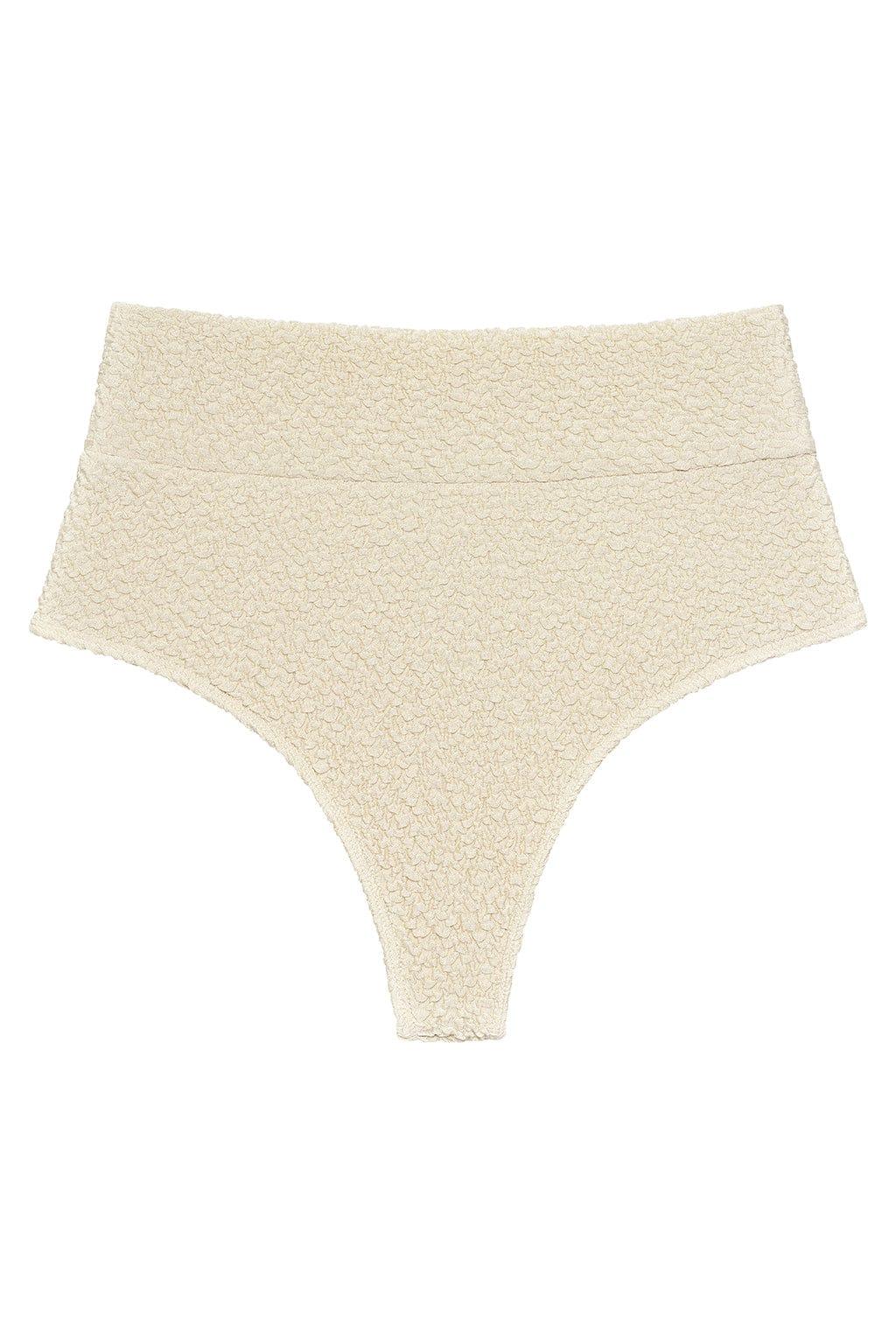 Full Coverage High Rise Bikini Bottom | Oat Texture