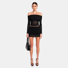 OW Collection Off Shoulder Rhinestone Blouse Blouse 002 - Black Caviar