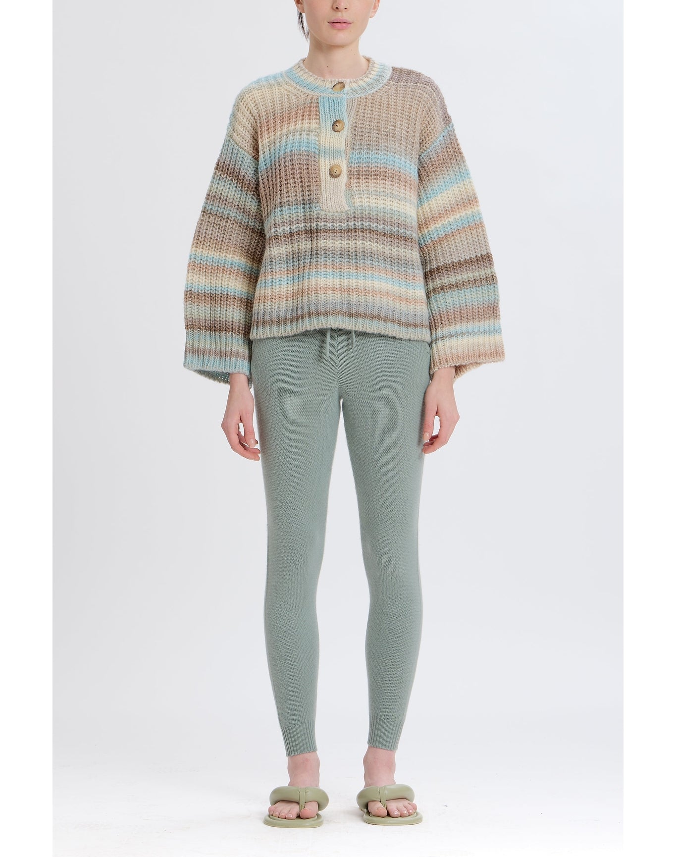 Ombre Henley Sweater | Brown Combo