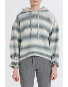 Ombre Striped Hoodie | White/Black