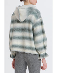 Ombre Striped Hoodie | White/Black