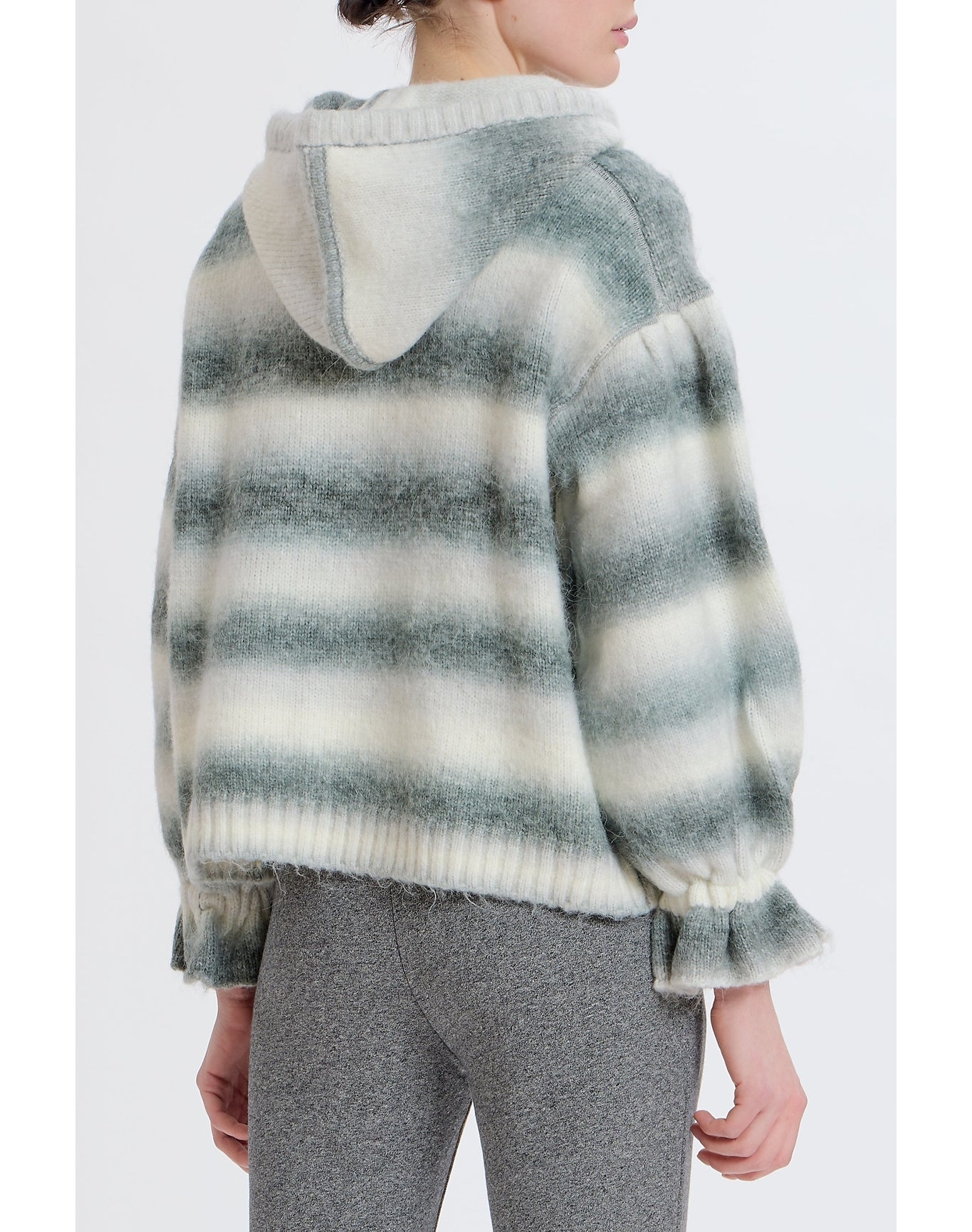 Ombre Striped Hoodie | White/Black