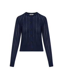 Open Cable Cardigan in Cotton | Navy