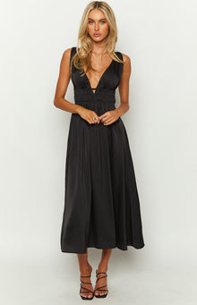 Ophelia Satin Maxi Dress | Black
