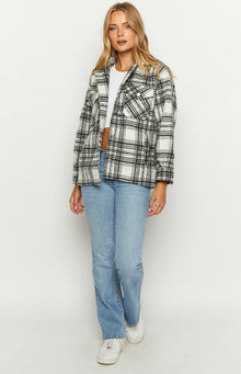 Orson Fleece Check Jacket | Black And White