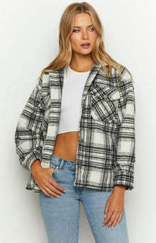 Orson Fleece Check Jacket | Black And White