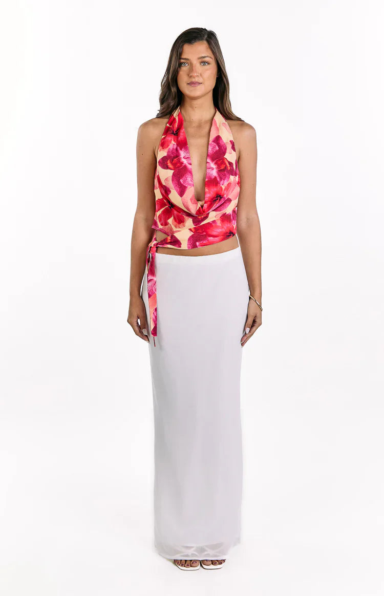 Ostara Cowl Neck Tie Top | Yellow Orchid