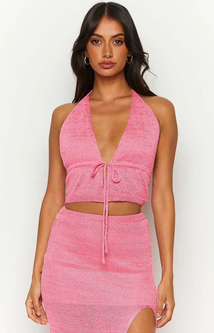 Otto Knit Crop Top | Pink